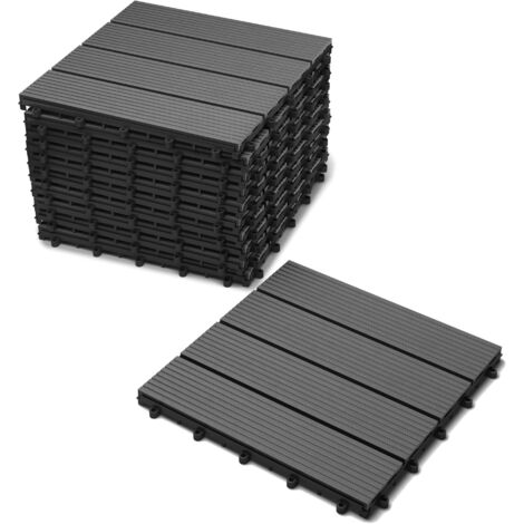 Terrassenfliesen WPC anthrazit 1m ² Stecksystem 11 Stück Roma