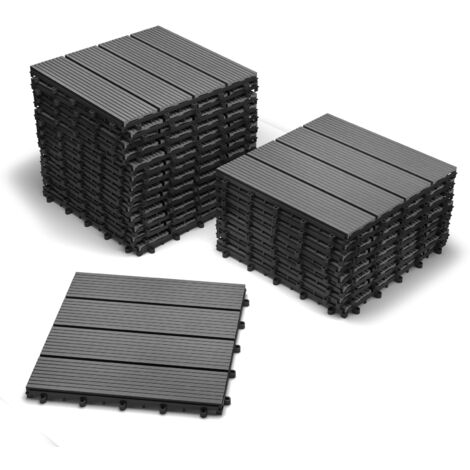 Terrassenfliesen WPC anthrazit 2 m ² Stecksystem 22 Stück Roma