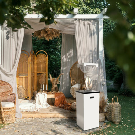 Terrassenkamin Patio Light Weiss 8,2 kW Gas Feuerstelle Garten Kamin Ofen