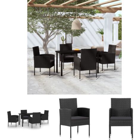 Terrassenmöbel - vidaXL 5-tlg. Garten-Essgruppe Schwarz - Garten-Tisch