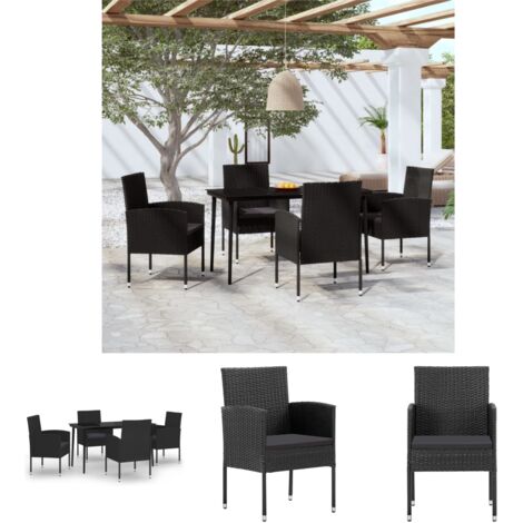 Terrassenmöbel - vidaXL 5-tlg. Garten-Essgruppe Schwarz - Garten-Tisch