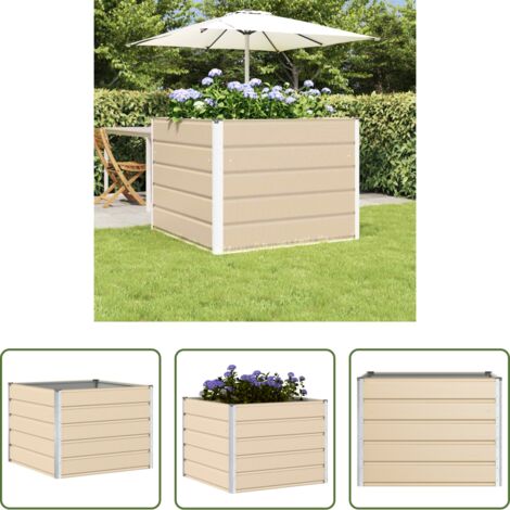 Terrassenplanter -  Pflanzkübel Elfenbein 100 x 100 x 75 cm Stahl