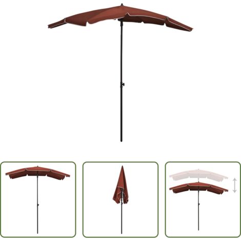 Terrassenschirm - Sonnenschirm mit Mast 200x130 cm Terrakottarot