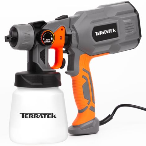 Terratek Paint Sprayer, 550W DIY Electric Spray Gun with 3 Spray Patterns, 1 x 800ml Paint Cups, HVLP Hand Held Spray Gun System, Fence Sprayer, Adjustable Valve, Painting, Varnishing, Lacquering