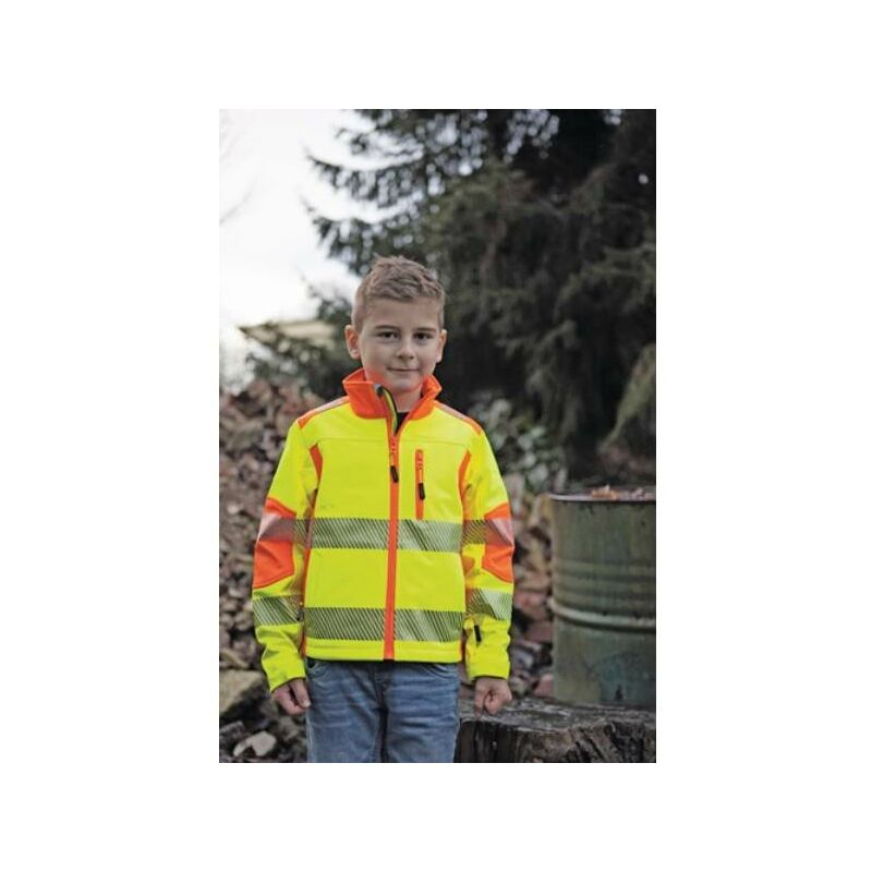 Terrax - 61275-FB.-9051 Kinder-Warnschutzsoftshelljacke Gr.128 gelb/orange