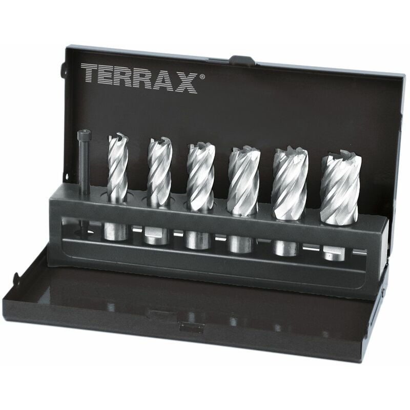 

TERRAX A108820 - Juego de brocas huecas vástago Weldon 19 mm de 7 piezas (6 brocas huecas + 1 guía-expulsor)