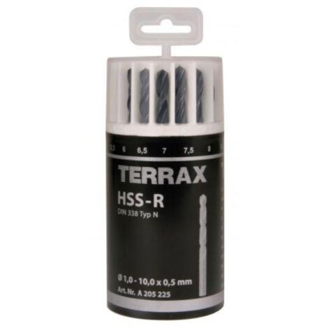 TERRAX A205225 JUEGO DE 19 BROCAS DIN 338 TIPO N HSS LAMINADAS