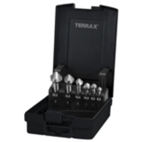 TERRAX by RUKO Kegel- und Entgratsenker-Satz 6tlg. DIN 335 Form C 90° HSS Ø 6,3 - 20,5 mm in Kunststoffkassette - A102152RO