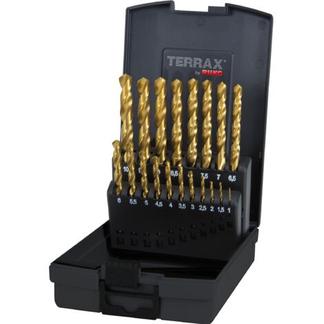 Terrax by Ruko Set di punte elicoidali din 338 tipo N HSS G Tin in cassetta di plastica, A250 214tro