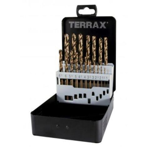 TERRAX JUEGOS BROCAS HELICOIDALES DIN 338 TIPO N HSS-CO 5 COBALTO RECTIFICADAS CONTENIDO 19 brocas