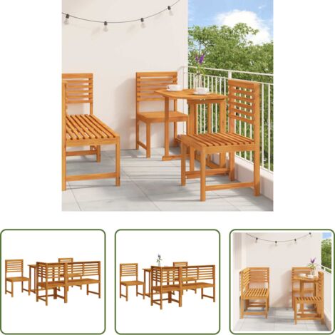 Terraza -  Juego Bistro de Jardín 5 pcs Marrón Madera de Acacia Sólida
