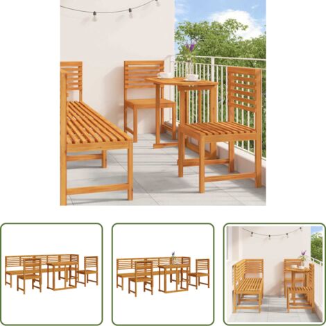 Terraza -  Juego Bistro de Jardín 6 pcs Marrón Madera de Acacia Sólida
