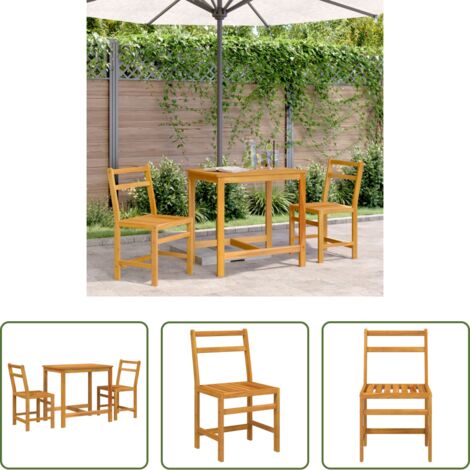 Terraza -  Juego de balcón 3 piezas madera maciza de acacia