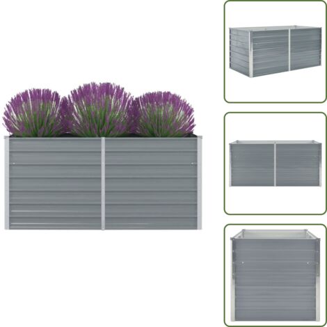 Terraza - vidaXL Jardinera elevada 160x80x77 cm acero galvanizado gris - Balcón