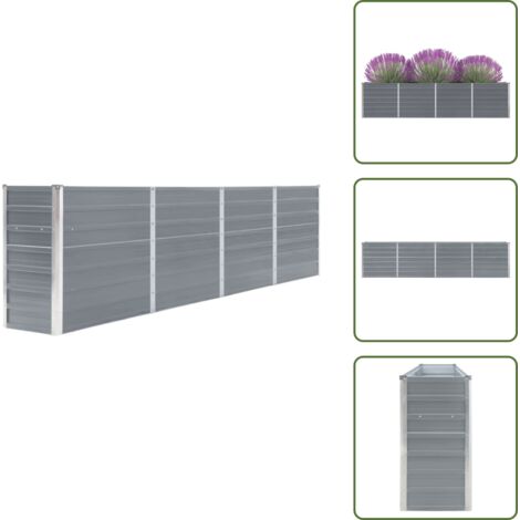 Terraza - vidaXL Jardinera elevada acero galvanizado gris 320x40x77 cm - Balcón