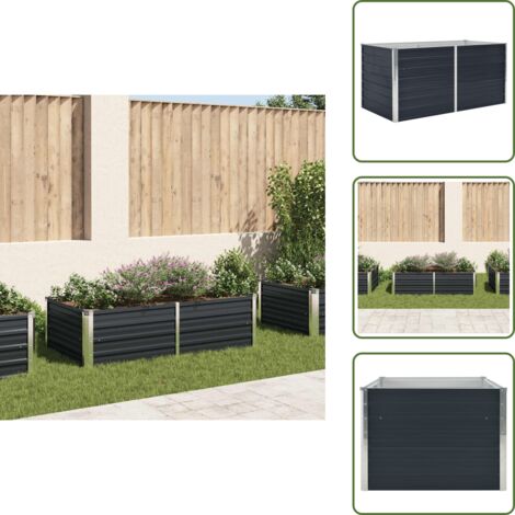 Terraza - vidaXL Jardinera elevada acero galvanizado gris antracita 160x80x45 cm - Balcón
