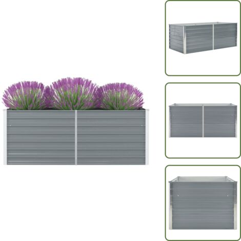Terraza - vidaXL Jardinera elevada de acero galvanizado gris 160x80x45 cm - Balcón