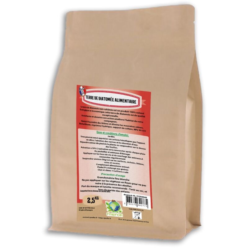 Prefor - Terre De Diatomée Blanche Non-calcinée Alimentaire Pour Volailles Doypack 2,5kg