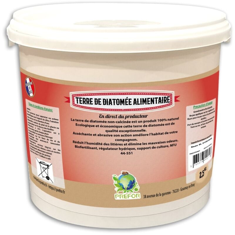 Prefor - Terre De Diatomee Blanche Non-calcinée Alimentaire Seau 2,5kg