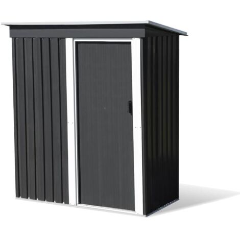 Terre Jardin – Abri de jardin métal 1.14 m² – Acier galvanisé gris anthracite – Dimensions : 152x75 cm – Porte coulissante optimisée pour rangement
