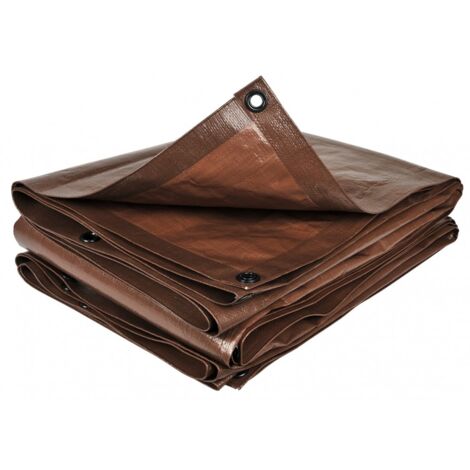 Terre Jardin – Bâche de protection marron 2 x 8 m – Densité 140 g/m² – Traitement anti-UV – Œillets tous les 50 cm