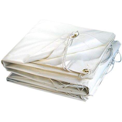 Terre Jardin – Bâche de protection PVC 300g/m² – Indéchirable – Résistance moisissures, UV – Étanche pour toitures et façades – 2 x 3 m – Blanc