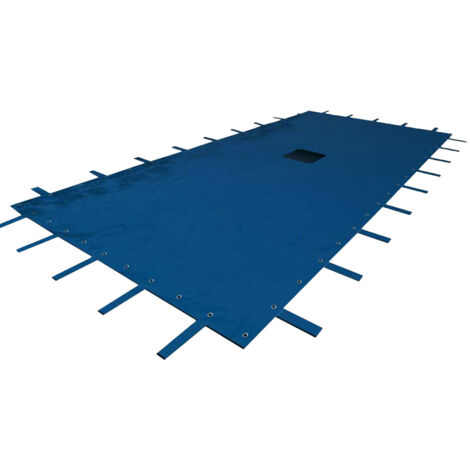 Terre Jardin – Bâche d'hivernage pour piscine rectangulaire – Anti-UV – 140 g/m² – Filet de drainage central – Œillets tous les 40 cm – 7 x 4 m
