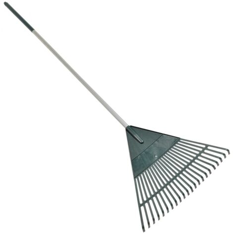 Terre Jardin – Balai à gazon en plastique 157 cm – Tête large 55 cm avec 22 dents – Manche métal robuste pour ratisser feuilles et tontes