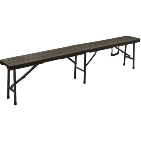 Terre Jardin – Banc pliant imitation bois – Assise en polyéthylène haute densité – Dimensions 180x25x43 cm – Résistant à l'eau et aux UV