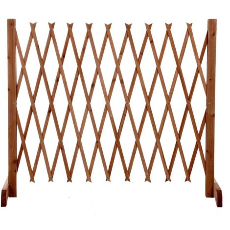 Terre Jardin – Barrière de sécurité extensible 120 cm en bois brut – Hauteur 120 cm – Extensible jusqu'à 1,90 m – Pieds larges pour stabilité