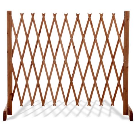 Terre Jardin – Barrière de sécurité extensible 90 cm – Installation facile sans accessoires – Pour animaux de compagnie – Bois brut – Dimensions 1,40 m à 1,50 m