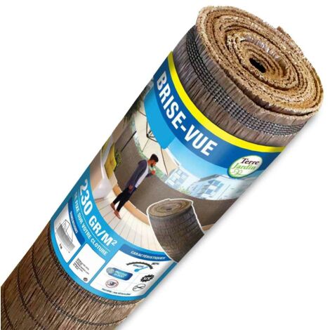 Terre Jardin – Brise vue occultant 230 g/m² – Imitation paille en polyéthylène – 1 x 5 m – Aspect naturel marron pour intimité