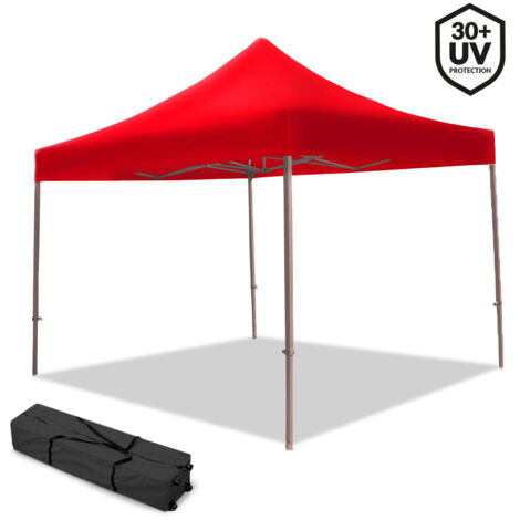 Terre Jardin – Chapiteau pliant 3x3 m – Tente professionnelle étanche en polyester 250 g/m² – Housse de transport sur roulettes – Couverture 9 m²