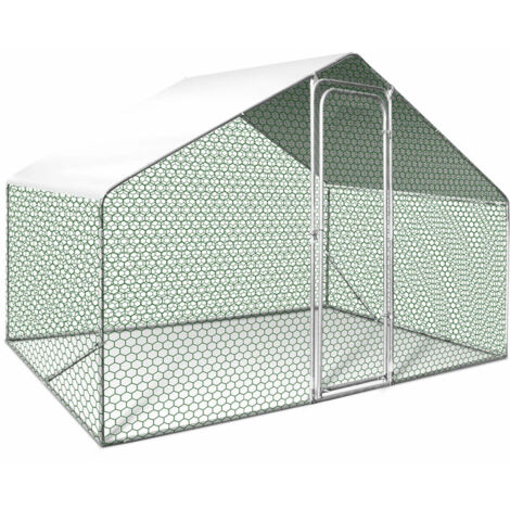 Terre Jardin – Enclos poulailler 6m² – Volière extérieure en acier galvanisé – Grillage triple torsion – Toit en polyéthylène interchangeable
