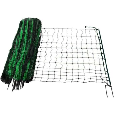 Terre Jardin – Filet pour volaille 24 mètres – Hauteur 115 cm – Mailles 4.5 cm pour sécurité optimale – Piquets en fibre de verre