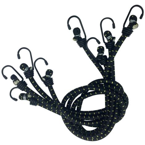 TERRE JARDIN - Gomas elásticas tensoras de 80 cm con ganchos - Paquete de 4 Negro 12 mm
