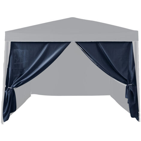 Terre Jardin – Mur porte bleu en toile polyester 140 g/m² pour tonnelle pliante 3 x 3 m – Zip d'ouverture pour isolation efficace