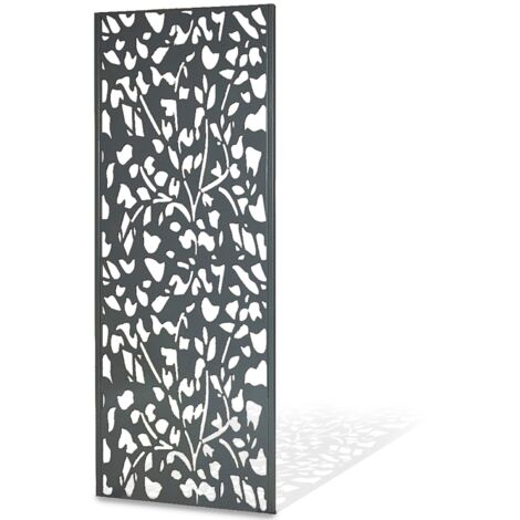 Terre Jardin – Panneau décoratif en métal 160 x 60 cm – Brise vue gris anthracite avec pieds métalliques – Fixation murale incluse