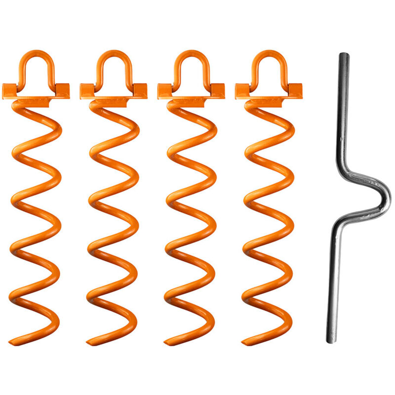 Piquets d'ancrage en spirale métalliques x4