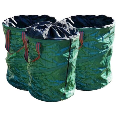 Terre Jardin – Sacs à déchets verts pop up 100 L – Lot de 3 – Matière polypropylène – Anses pour chargement facile – Design autoportant