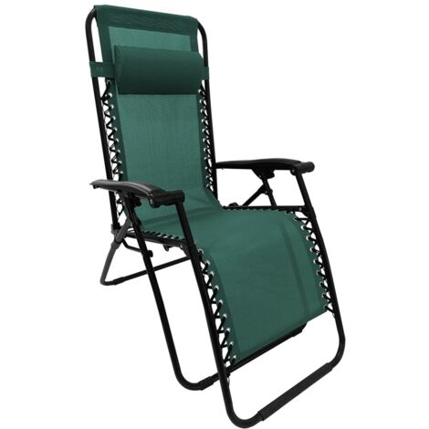 TERRE JARDIN - Sillón tumbona relax plegable – Silla reclinable multiposición con reposabrazos y reposacabezas Negro