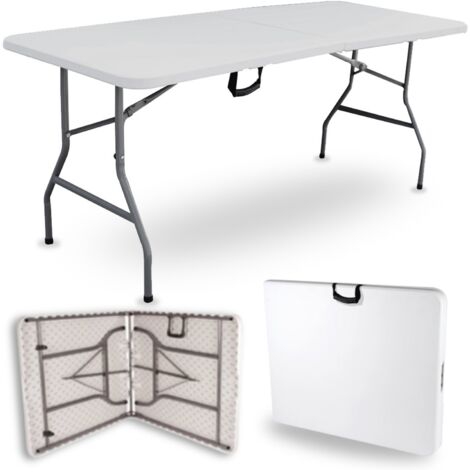 Terre Jardin – Table de pique-nique pliante 8 places 180cm – Polyéthylène et acier – Poignée de transport pour déplacement facile – Dimensions 180x74cm