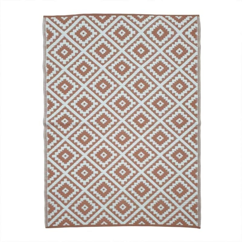 Terre Jardin - Tapis extérieur réversible pour balcon et terrasse Terracotta 180 x 280 Blanc