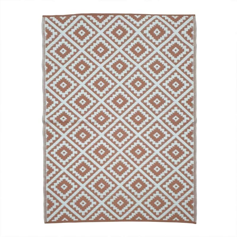 Terre Jardin - Tapis extérieur réversible pour balcon et terrasse Terracotta 160 x 240 Blanc