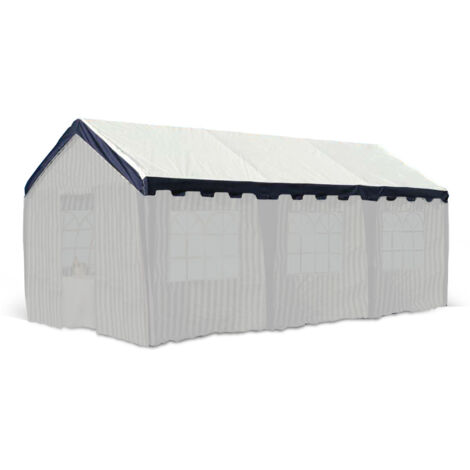 Terre Jardin – Toit de tente de réception 3 x 6 m – Toile polyéthylène 180 gr/m² – Protection contre intempéries – Coloris bleu et blanc