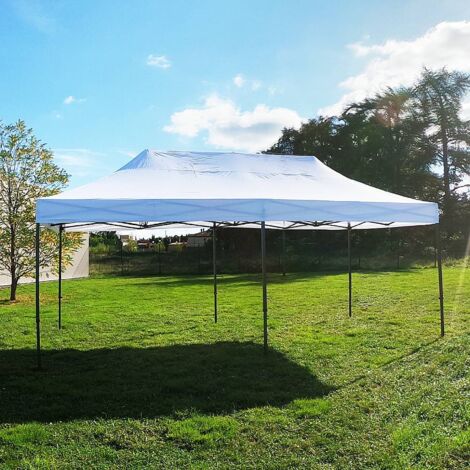 Terre Jardin – Tonnelle pliante professionnelle 3 x 6 m – Toile polyester 250 g/m² imperméable et anti-UV – Surface 18 m² – Système Easy-up