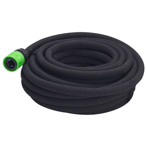Terre Jardin – Tuyau d'arrosage poreux 12 m – Débit 1 à 5 L/h – Pression 0,5 à 4,9 bars – Raccord simple et stop inclus