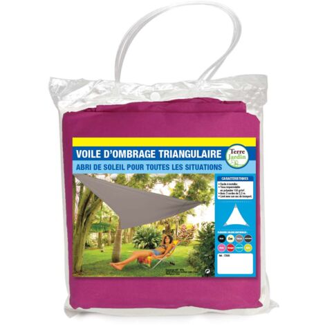 Terre Jardin – Voile d'ombrage triangulaire 3.6m en polyester imperméable – Protection anti-UV – Attaches renforcées – Sac de transport inclus