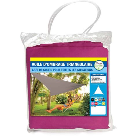 Terre Jardin – Voile d'ombrage triangulaire 3.6m en polyester imperméable – Protection anti-UV – Attaches renforcées – Sac de transport inclus