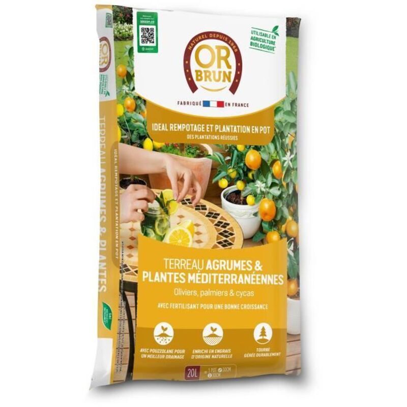 Or Brun - Terreau Agrumes 20 litres : Un allié pour vos citronniers en pot